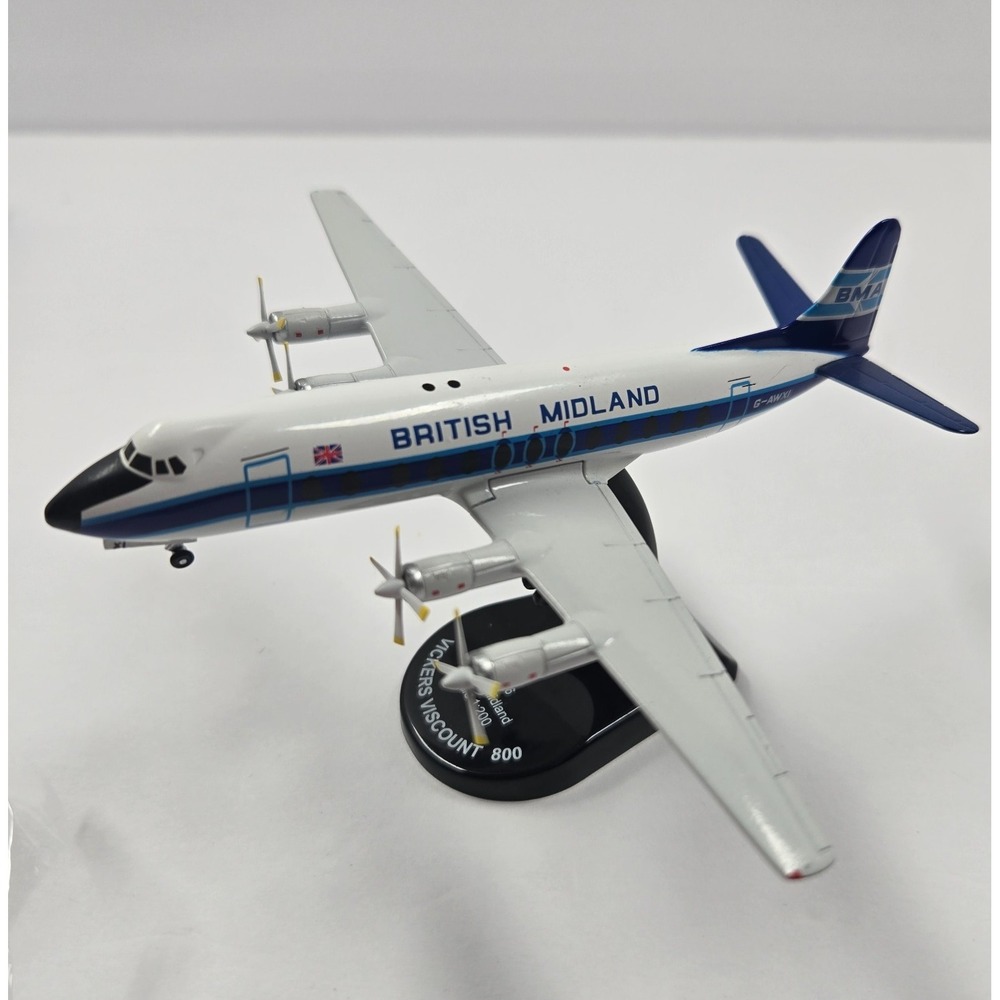 Vicker's Viscount 800. British Midland.  Die Cast Metal. 1:200 scale.